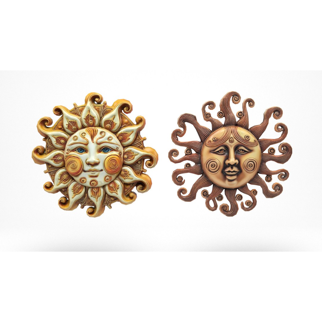 Decorative Suns 3D Model – Low Poly Art Asset, FBX, OBJ, Blender - View 5