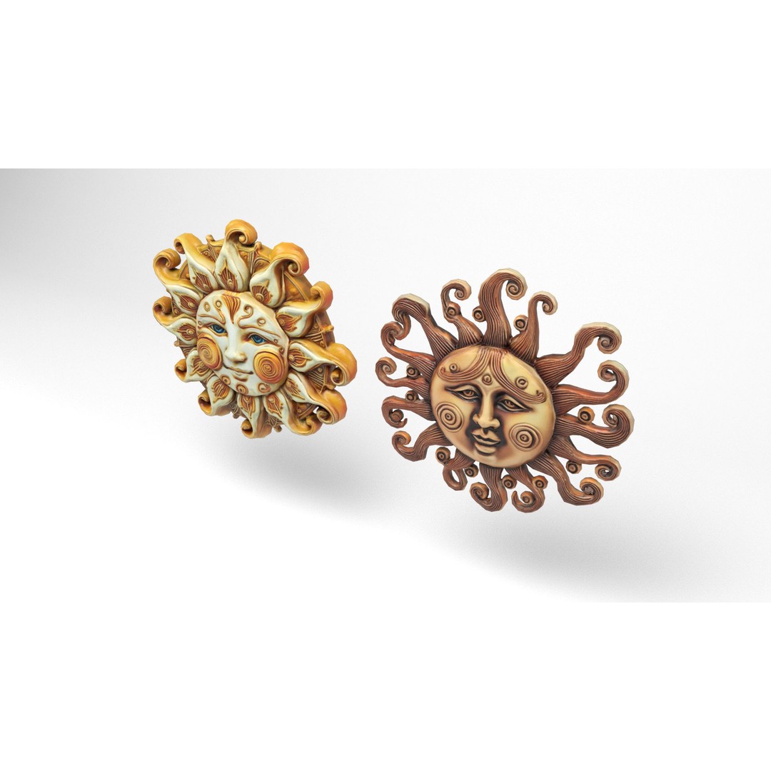 Decorative Suns 3D Model – Low Poly Art Asset, FBX, OBJ, Blender - View 6
