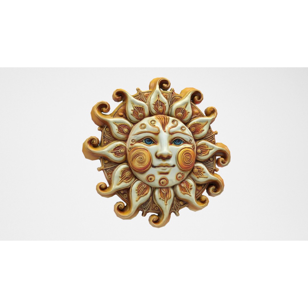 Decorative Suns 3D Model – Low Poly Art Asset, FBX, OBJ, Blender - View 9