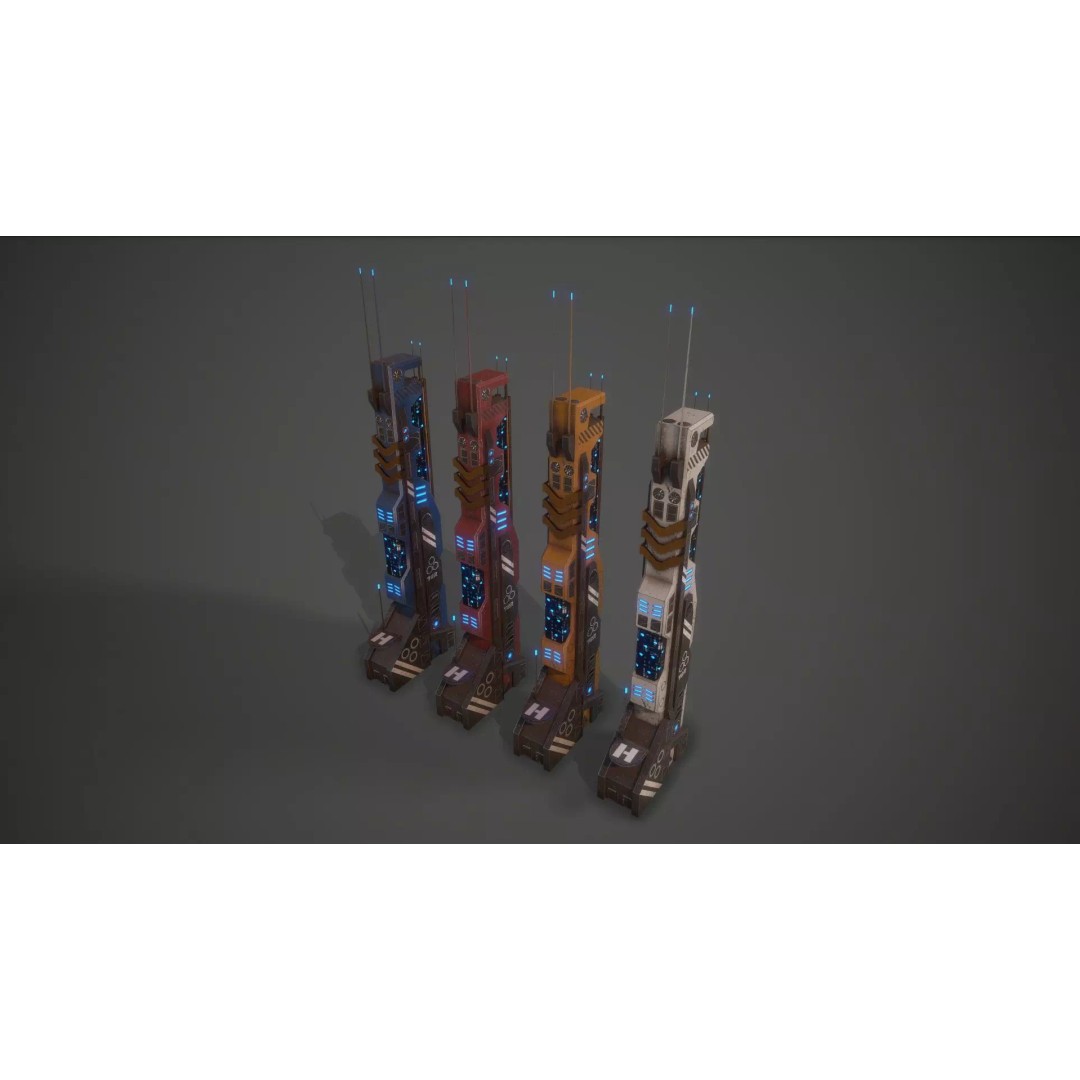 Sci-Fi Building 3D Model – Low Poly Game Asset, FBX, PBR Textures - View 2