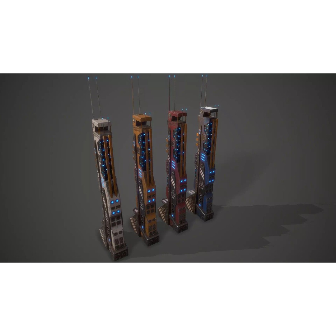 Sci-Fi Building 3D Model – Low Poly Game Asset, FBX, PBR Textures - View 7