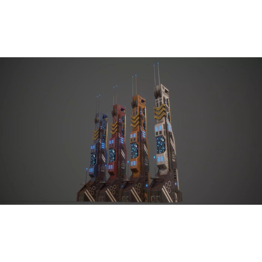 Sci-Fi Building 3D Model – Low Poly Game Asset, FBX, PBR Textures - View 9