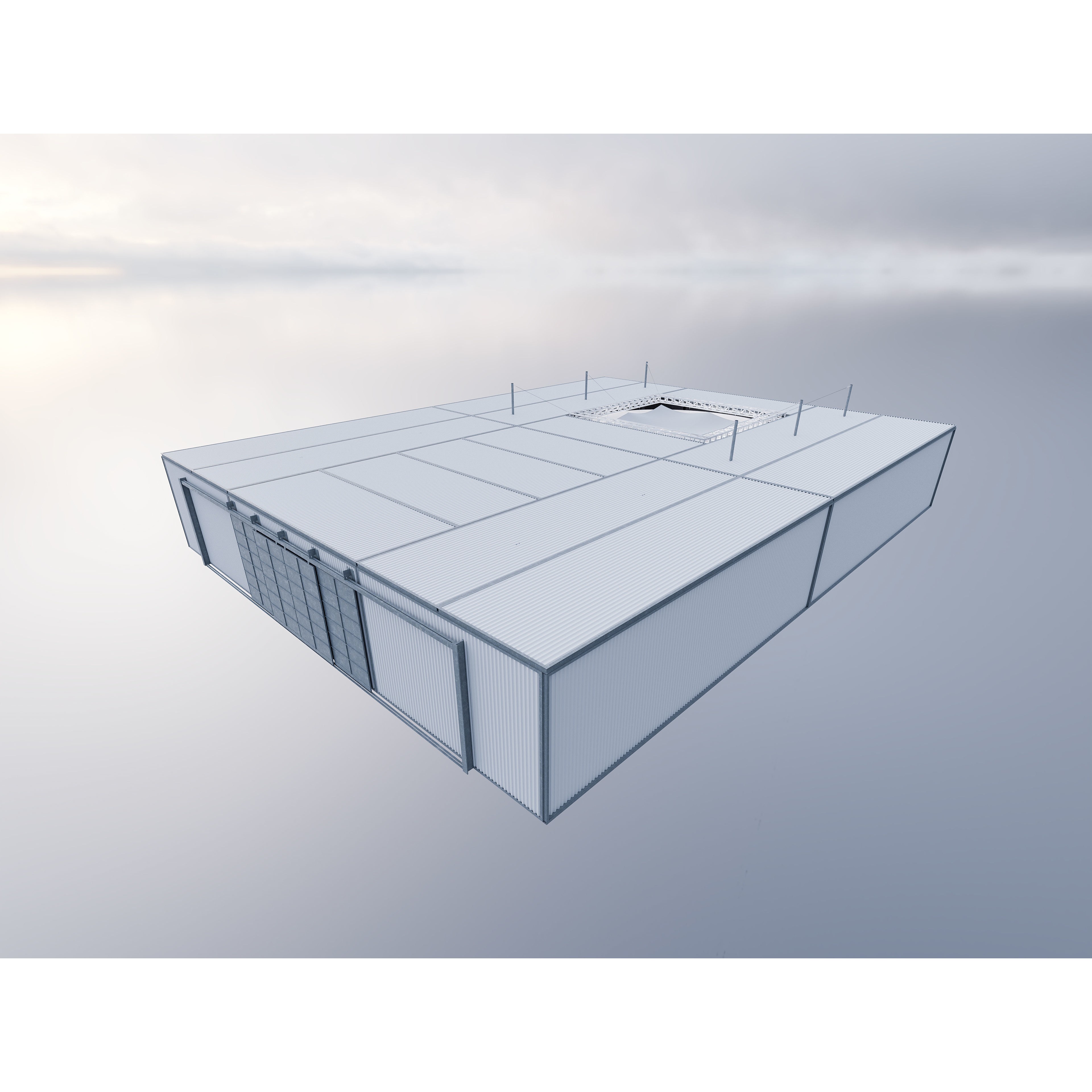 White Hangar Studio Scene - Low-Poly Game-Ready 3D Model