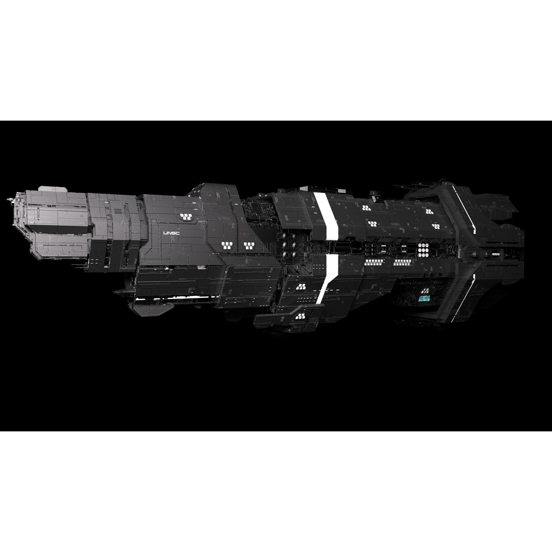 Marathon Class Heavy Cruiser 3D Model – Detailed Sci-Fi Spaceship, FBX, OBJ - View 12
