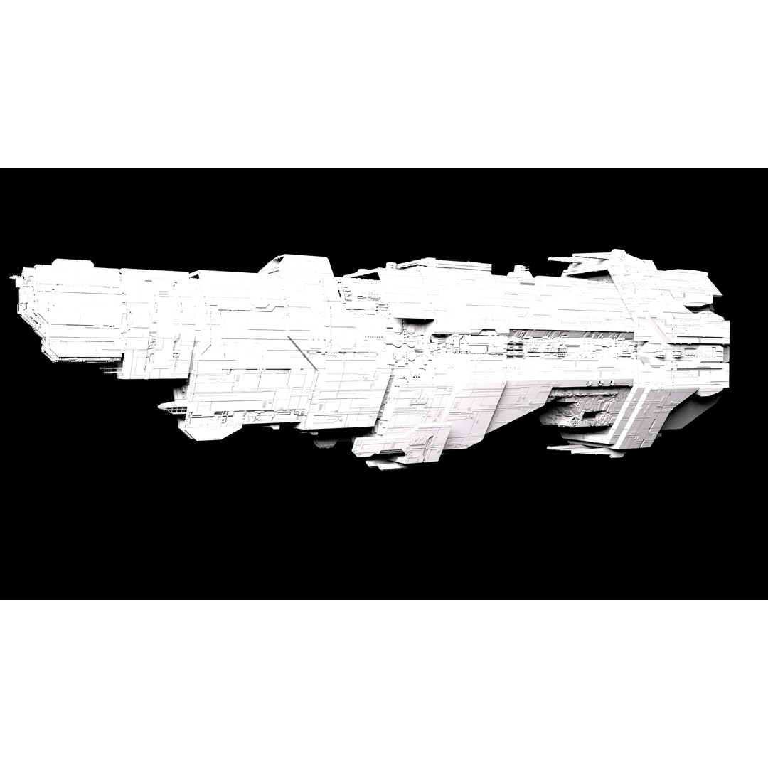Marathon Class Heavy Cruiser 3D Model – Detailed Sci-Fi Spaceship, FBX, OBJ - View 13
