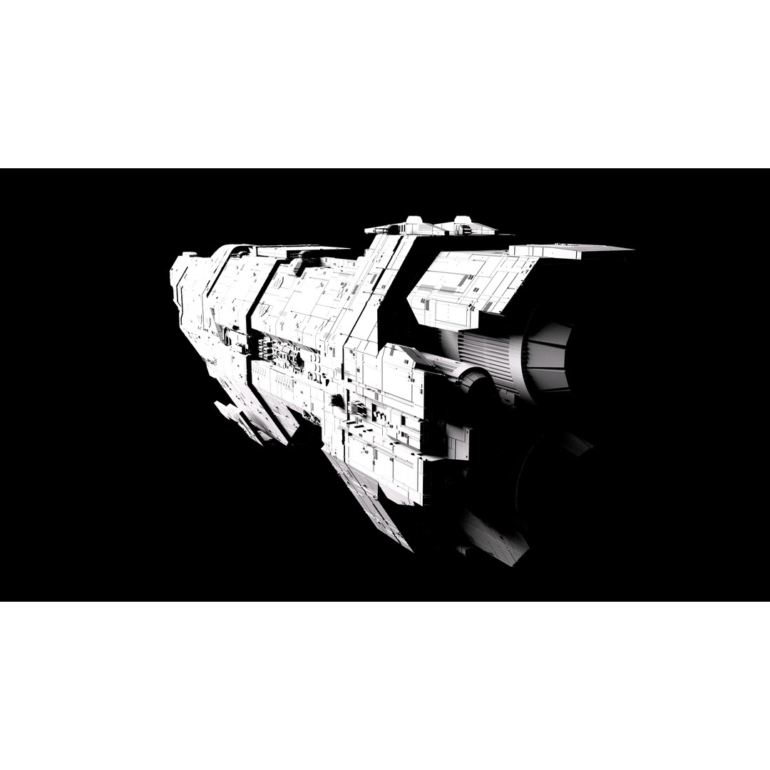 Marathon Class Heavy Cruiser 3D Model – Detailed Sci-Fi Spaceship, FBX, OBJ - View 15