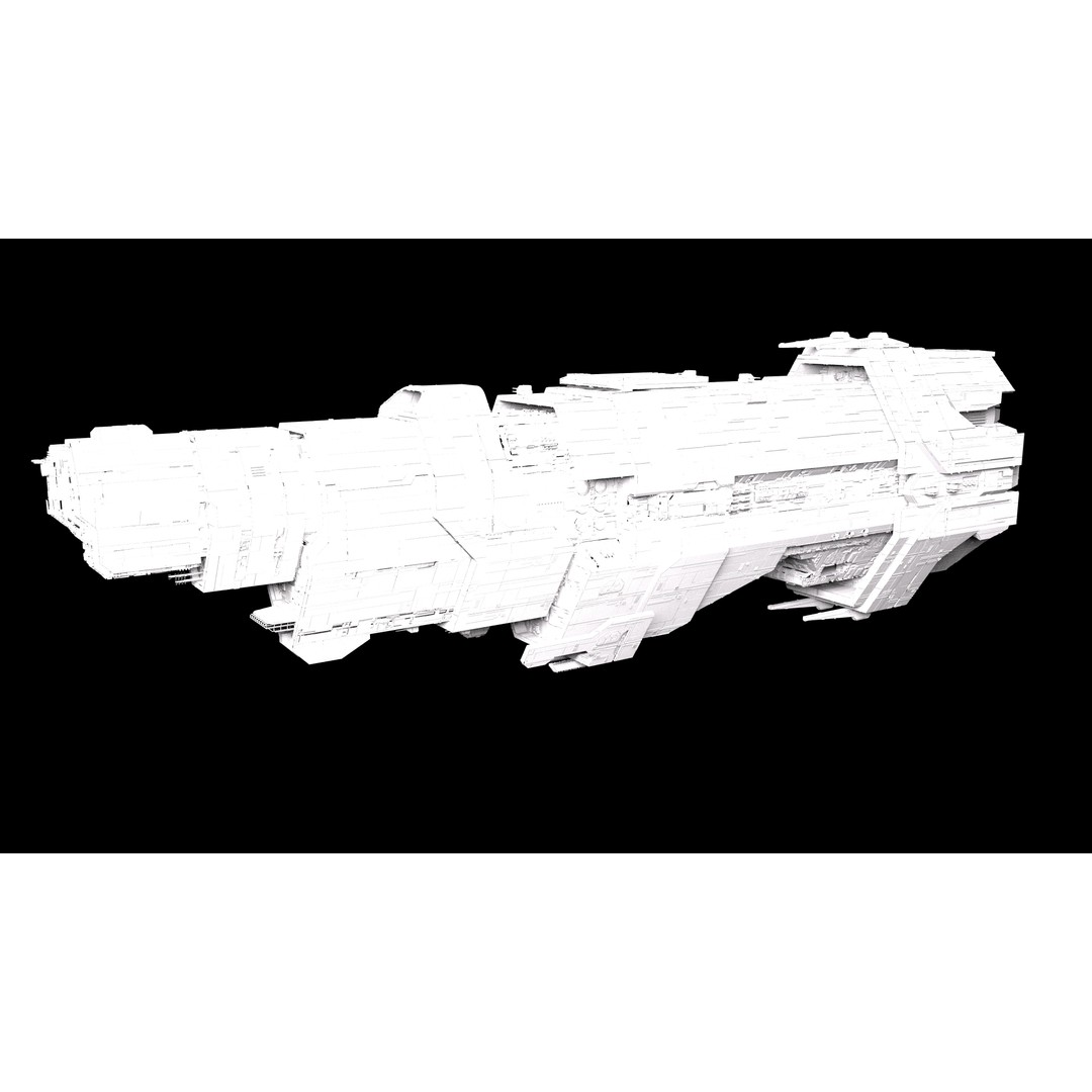 Marathon Class Heavy Cruiser 3D Model – Detailed Sci-Fi Spaceship, FBX, OBJ - View 3