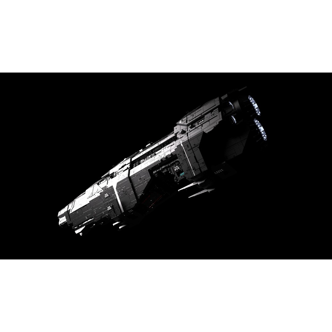 Marathon Class Heavy Cruiser 3D Model – Detailed Sci-Fi Spaceship, FBX, OBJ - View 4