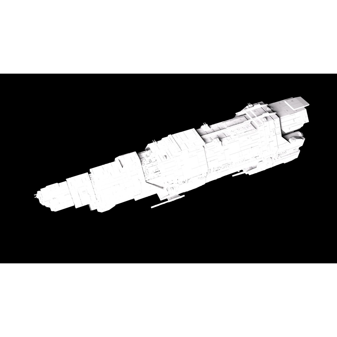 Marathon Class Heavy Cruiser 3D Model – Detailed Sci-Fi Spaceship, FBX, OBJ - View 7