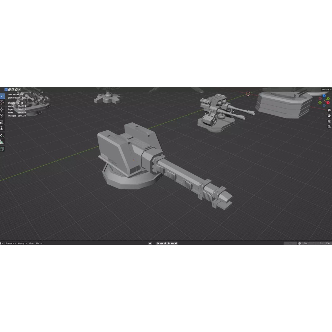 Turret and AA Gun 3D Model – Low Poly Defense Pack, FBX, OBJ