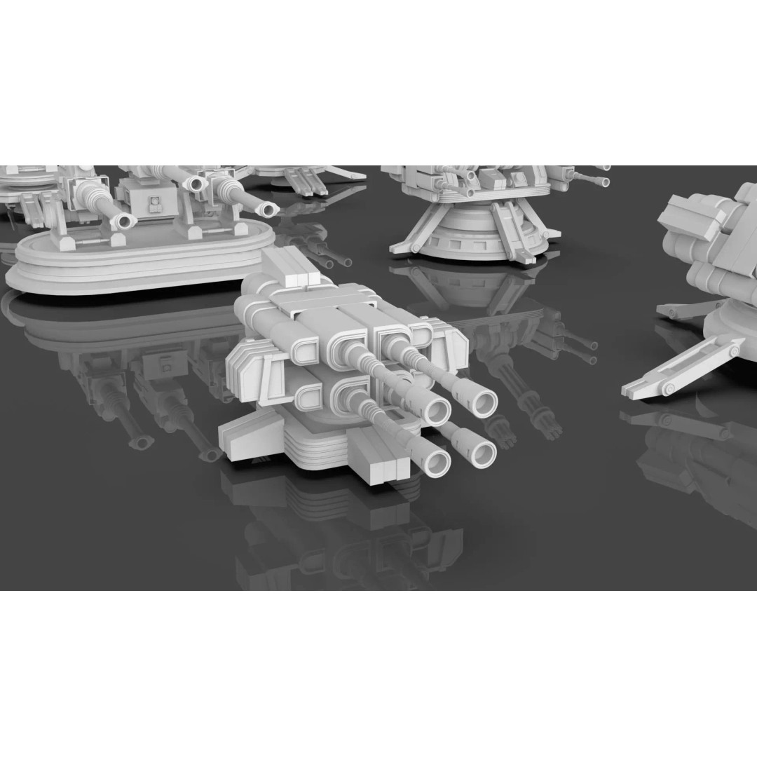 Turret and AA Gun 3D Model – Low Poly Defense Pack, FBX, OBJ - View 19