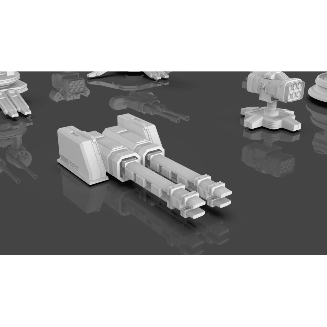 Turret and AA Gun 3D Model – Low Poly Defense Pack, FBX, OBJ - View 21