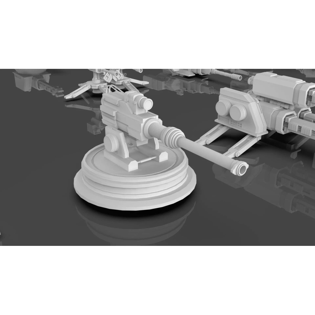 Turret and AA Gun 3D Model – Low Poly Defense Pack, FBX, OBJ - View 23