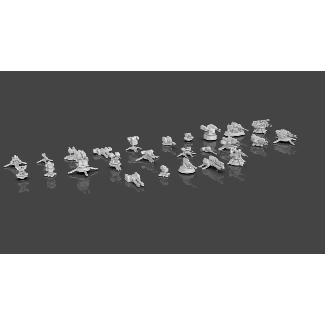 Turret and AA Gun 3D Model – Low Poly Defense Pack, FBX, OBJ - View 3