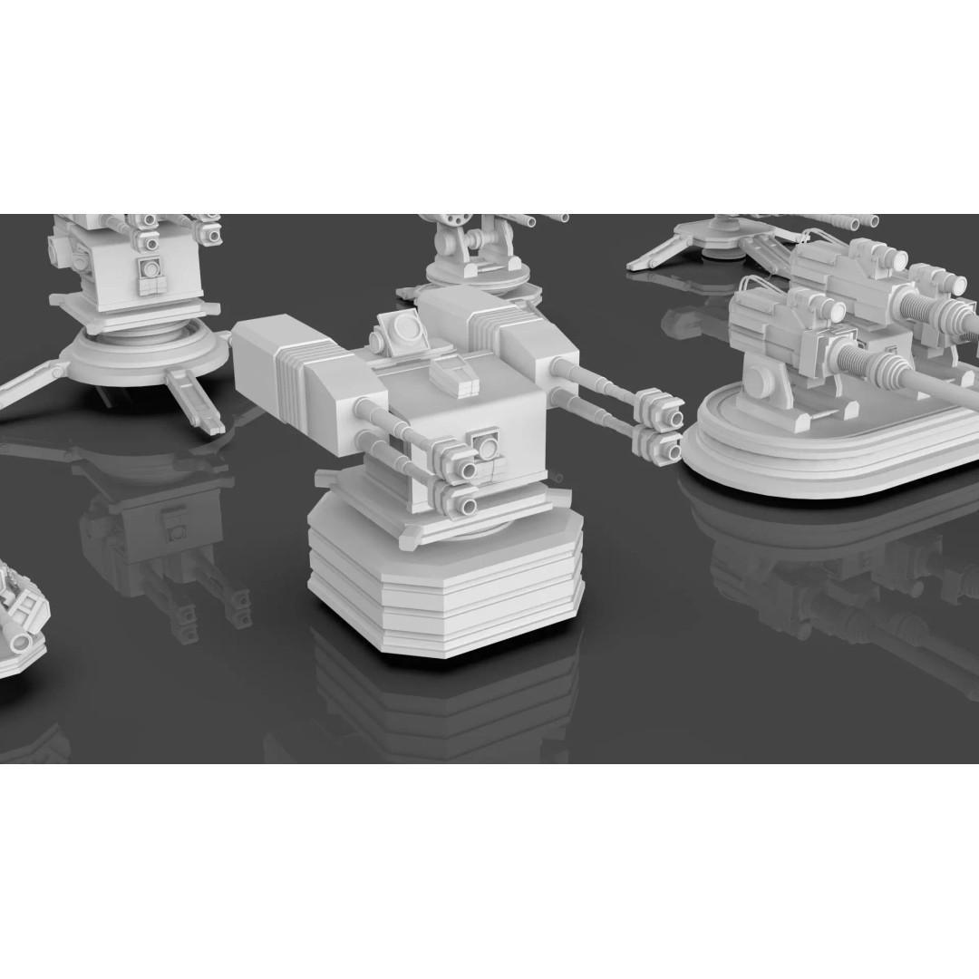 Turret and AA Gun 3D Model – Low Poly Defense Pack, FBX, OBJ - View 31
