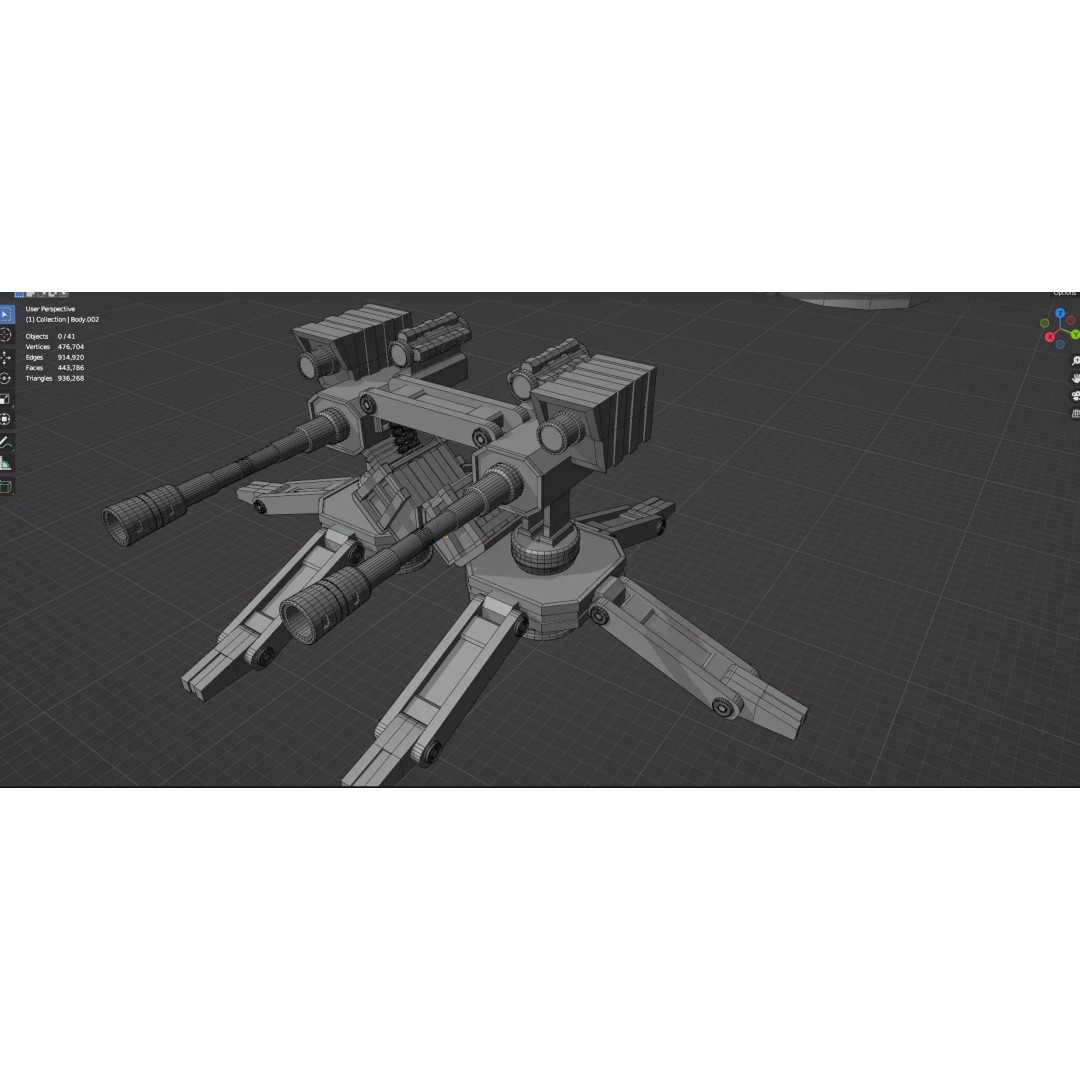 Turret and AA Gun 3D Model – Low Poly Defense Pack, FBX, OBJ - View 36