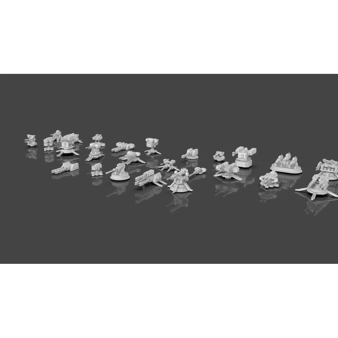 Turret and AA Gun 3D Model – Low Poly Defense Pack, FBX, OBJ - View 4