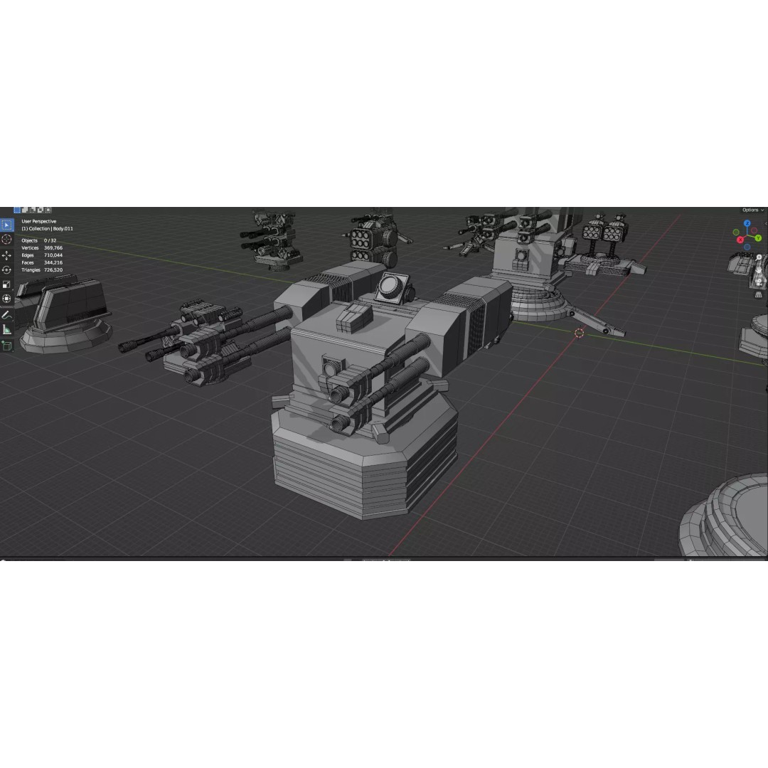 Turret and AA Gun 3D Model – Low Poly Defense Pack, FBX, OBJ - View 40