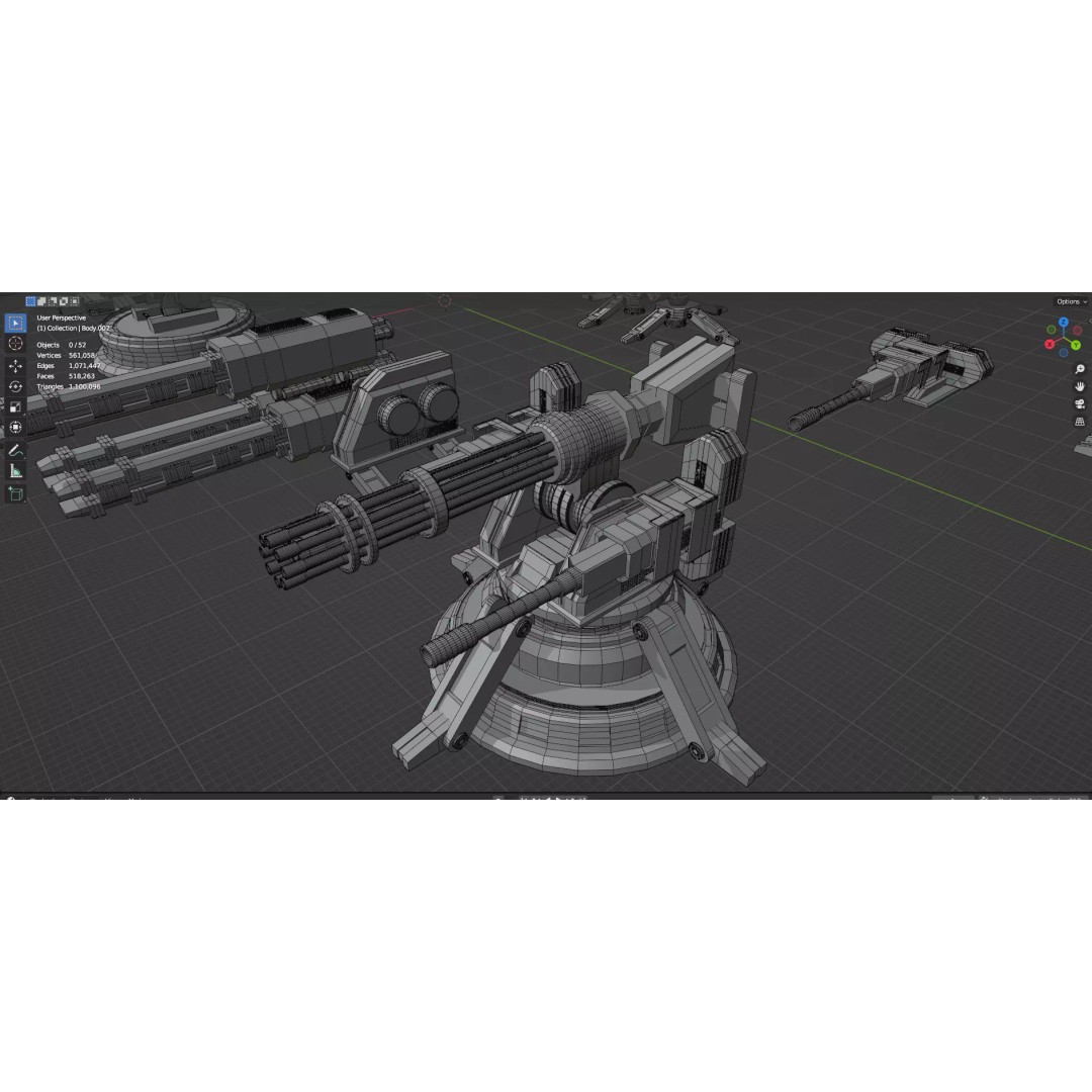 Turret and AA Gun 3D Model – Low Poly Defense Pack, FBX, OBJ - View 43