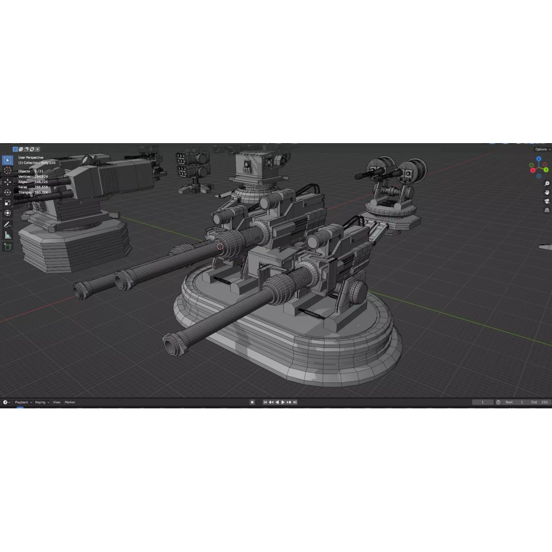 Turret and AA Gun 3D Model – Low Poly Defense Pack, FBX, OBJ - View 47