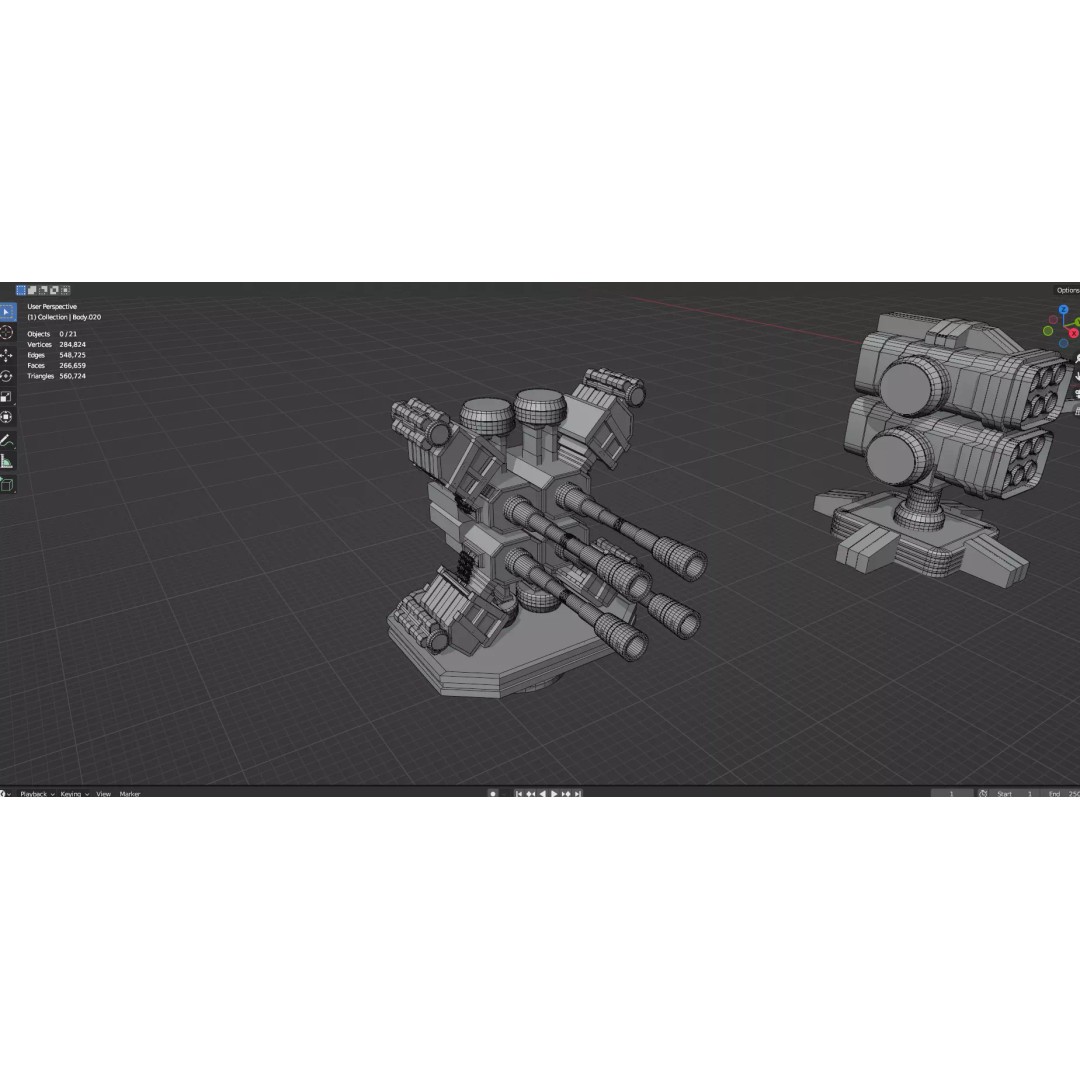 Turret and AA Gun 3D Model – Low Poly Defense Pack, FBX, OBJ - View 51