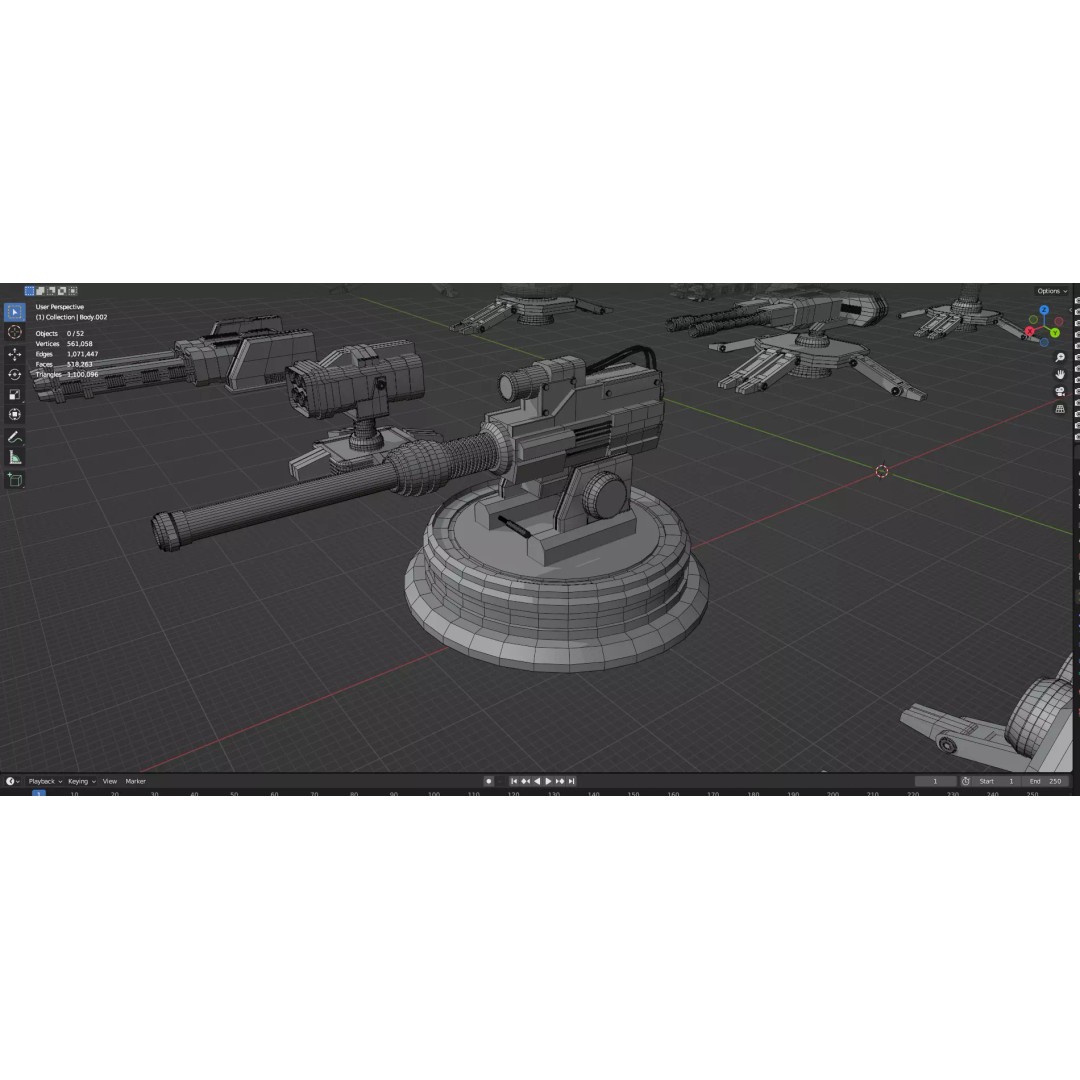 Turret and AA Gun 3D Model – Low Poly Defense Pack, FBX, OBJ - View 53