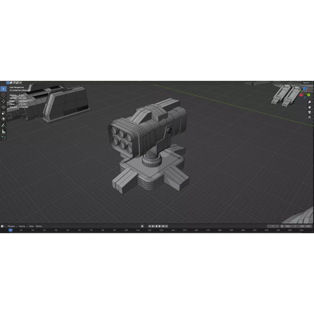 Turret and AA Gun 3D Model – Low Poly Defense Pack, FBX, OBJ - View 54