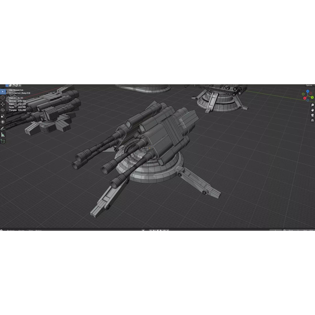 Turret and AA Gun 3D Model – Low Poly Defense Pack, FBX, OBJ - View 58