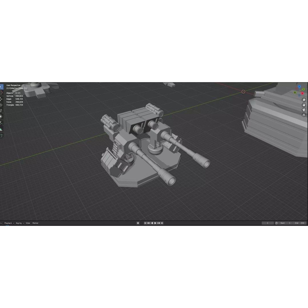 Turret and AA Gun 3D Model – Low Poly Defense Pack, FBX, OBJ - View 60