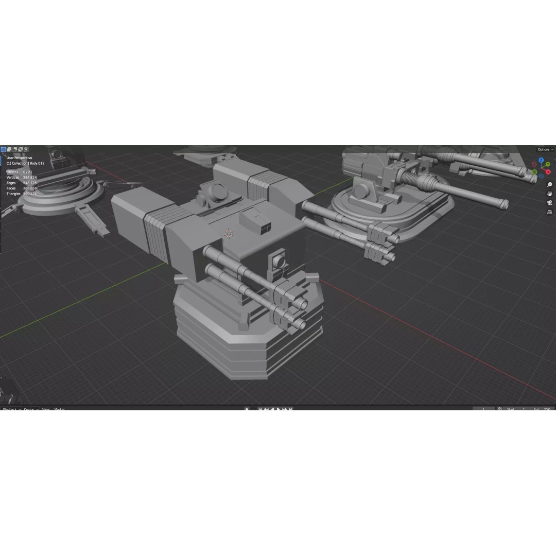 Turret and AA Gun 3D Model – Low Poly Defense Pack, FBX, OBJ - View 61