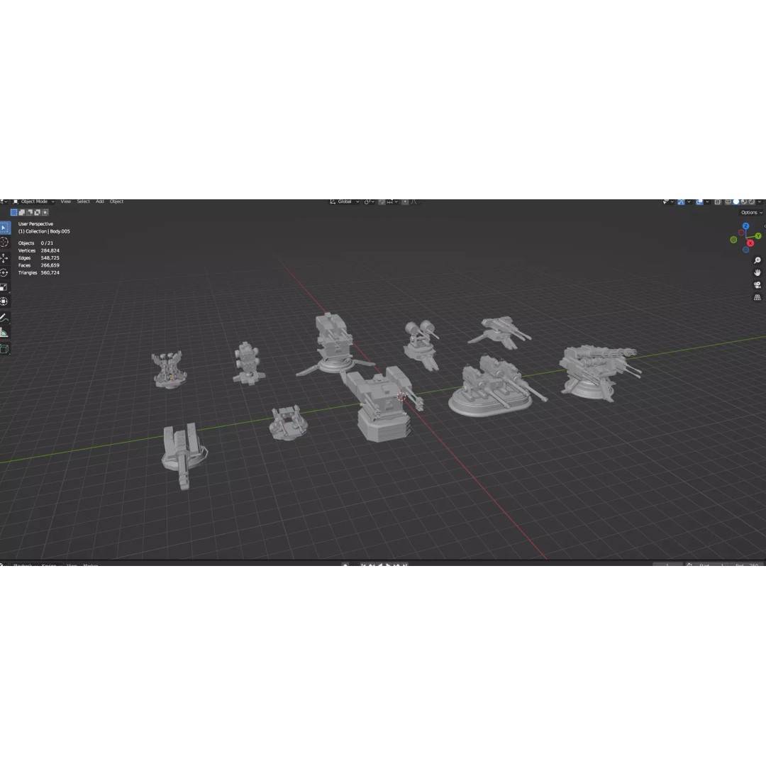 Turret and AA Gun 3D Model – Low Poly Defense Pack, FBX, OBJ - View 69