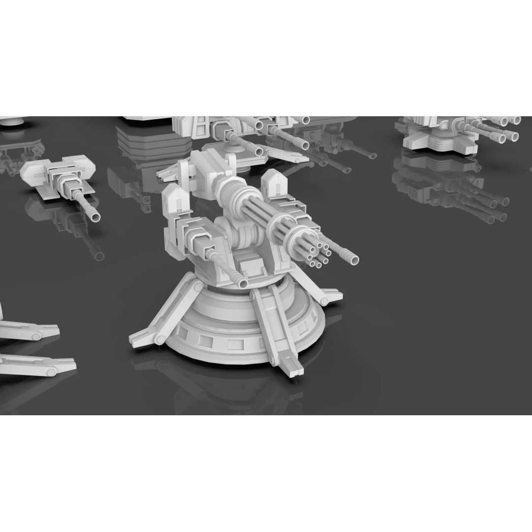 Turret and AA Gun 3D Model – Low Poly Defense Pack, FBX, OBJ - View 7
