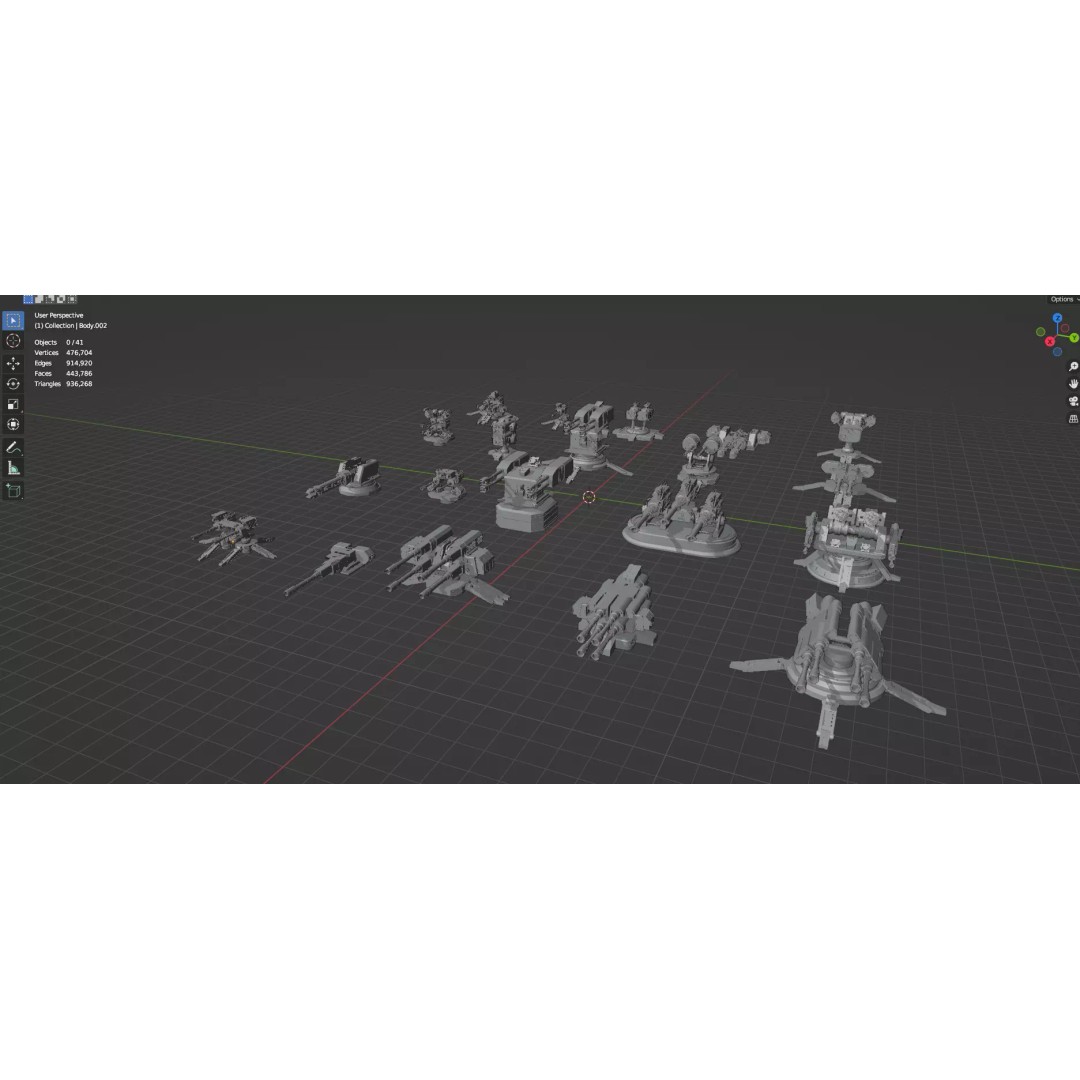 Turret and AA Gun 3D Model – Low Poly Defense Pack, FBX, OBJ - View 70