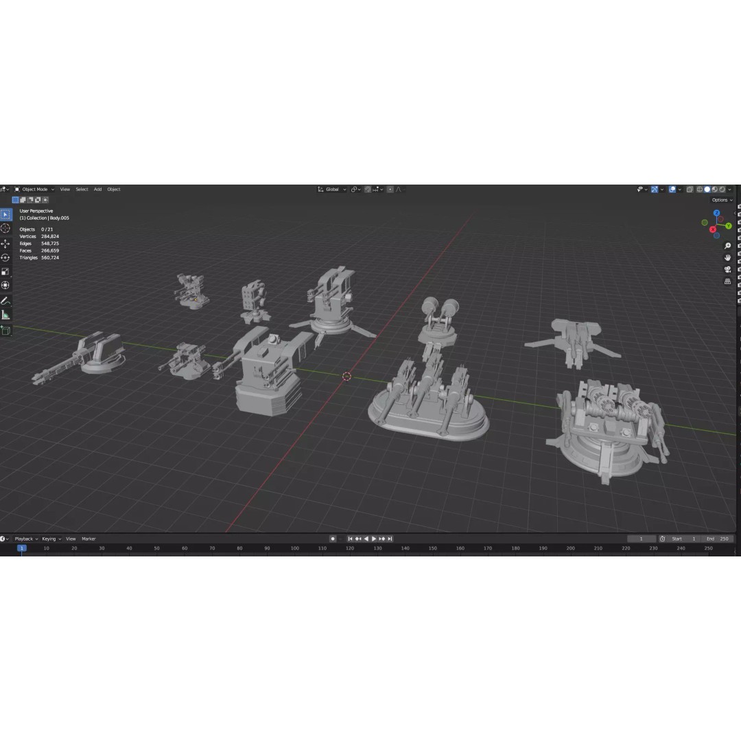 Turret and AA Gun 3D Model – Low Poly Defense Pack, FBX, OBJ - View 71