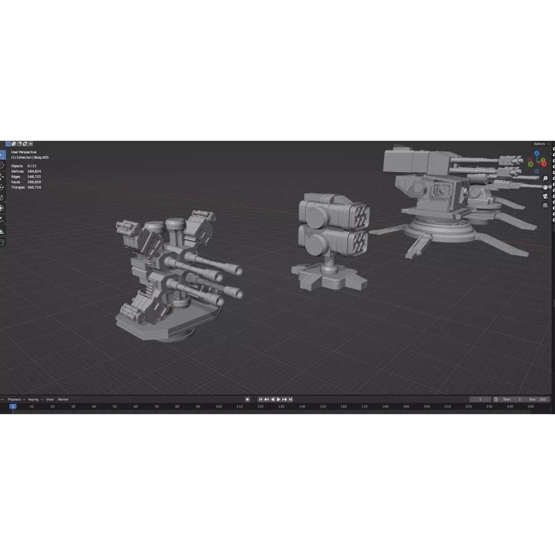 Turret and AA Gun 3D Model – Low Poly Defense Pack, FBX, OBJ - View 72