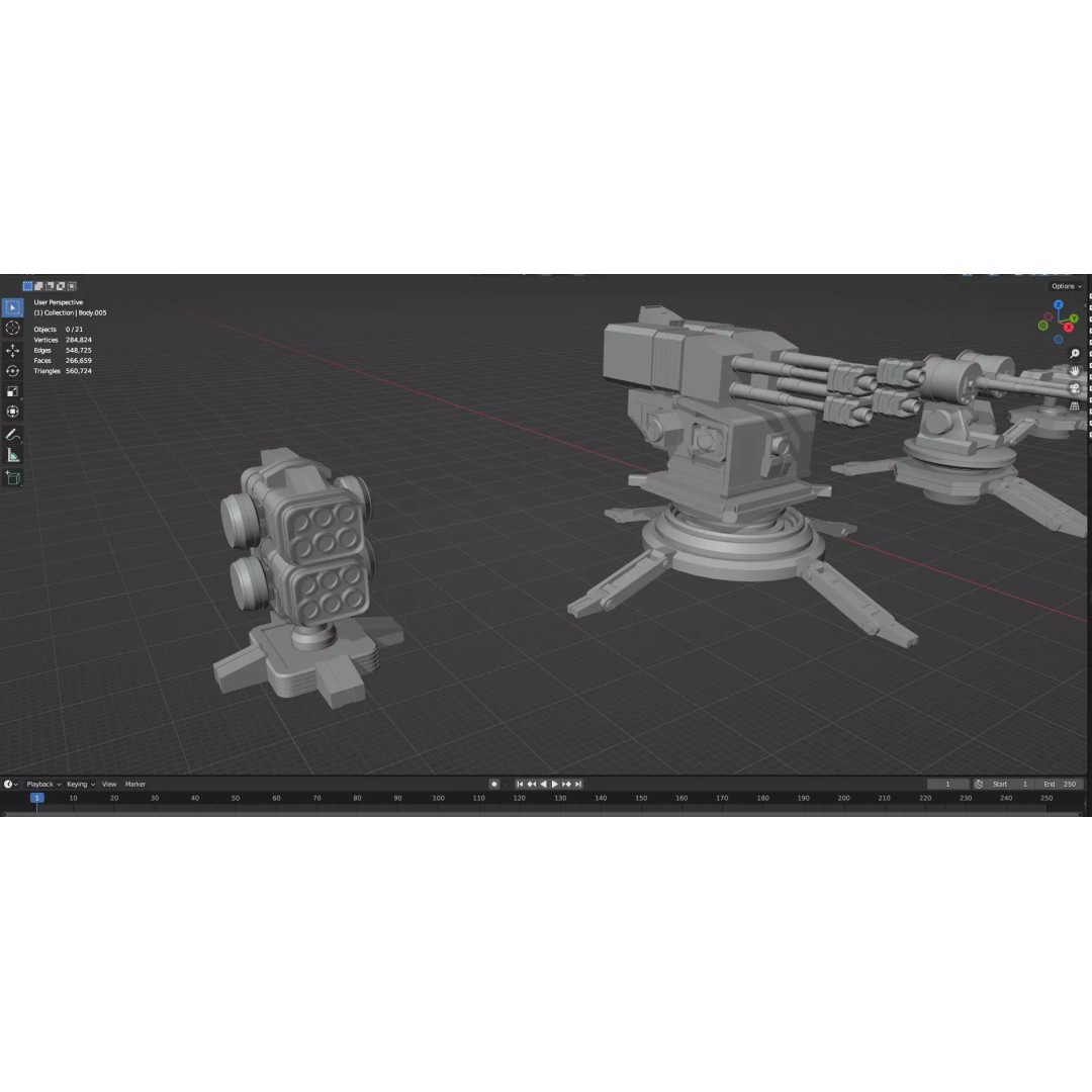 Turret and AA Gun 3D Model – Low Poly Defense Pack, FBX, OBJ - View 73