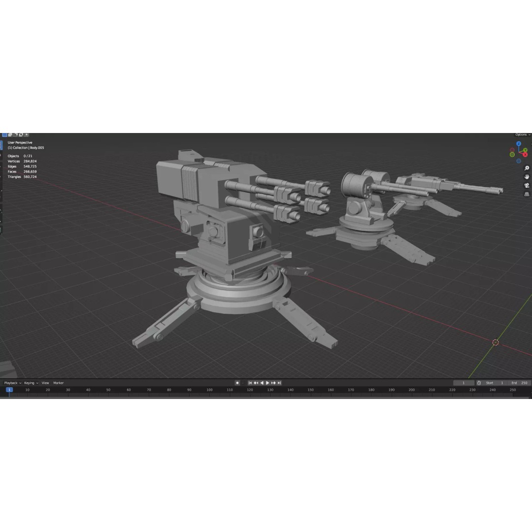 Turret and AA Gun 3D Model – Low Poly Defense Pack, FBX, OBJ - View 74