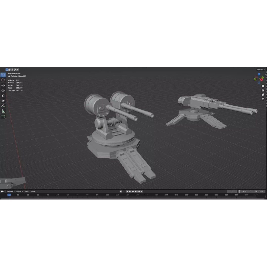 Turret and AA Gun 3D Model – Low Poly Defense Pack, FBX, OBJ - View 75