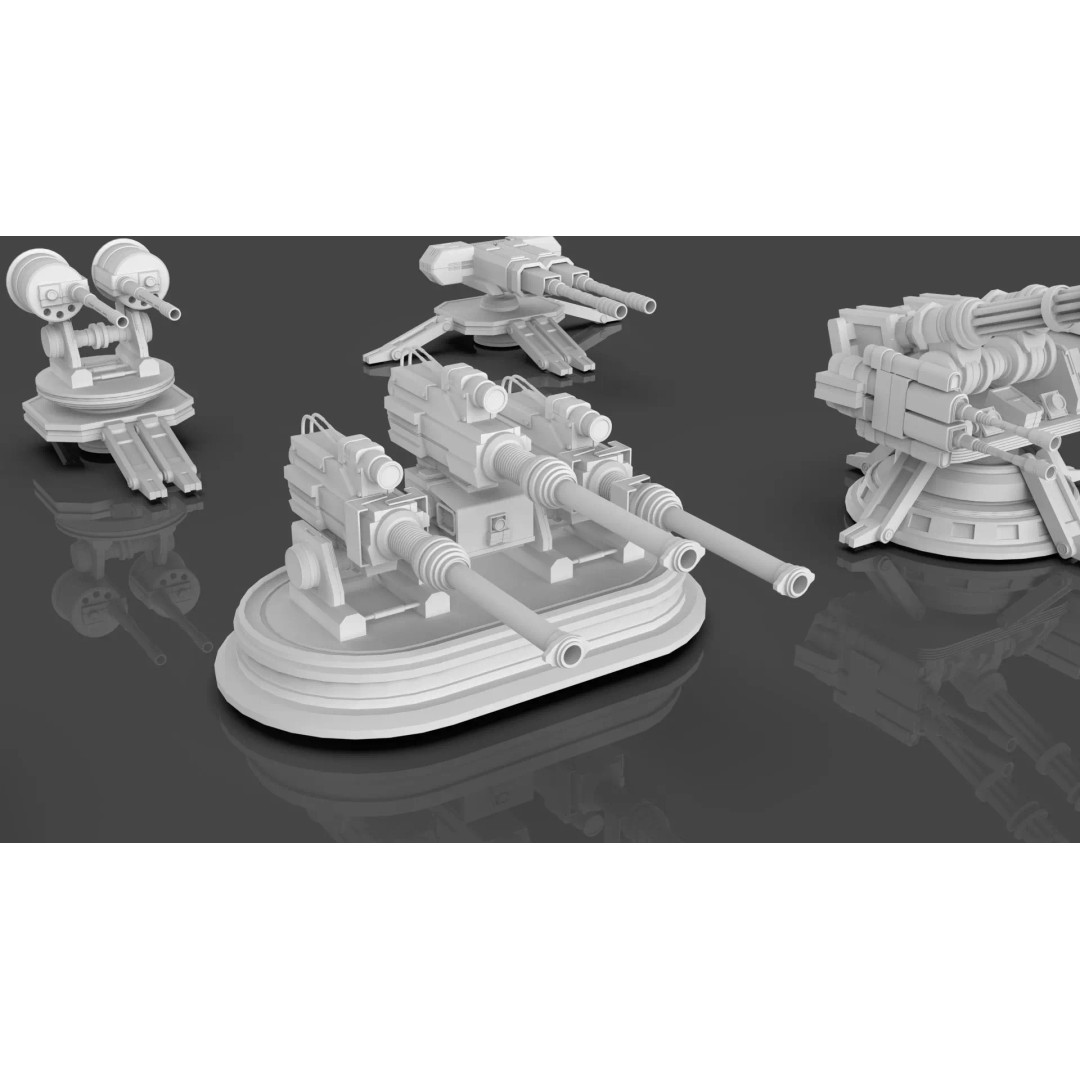 Turret and AA Gun 3D Model – Low Poly Defense Pack, FBX, OBJ - View 8