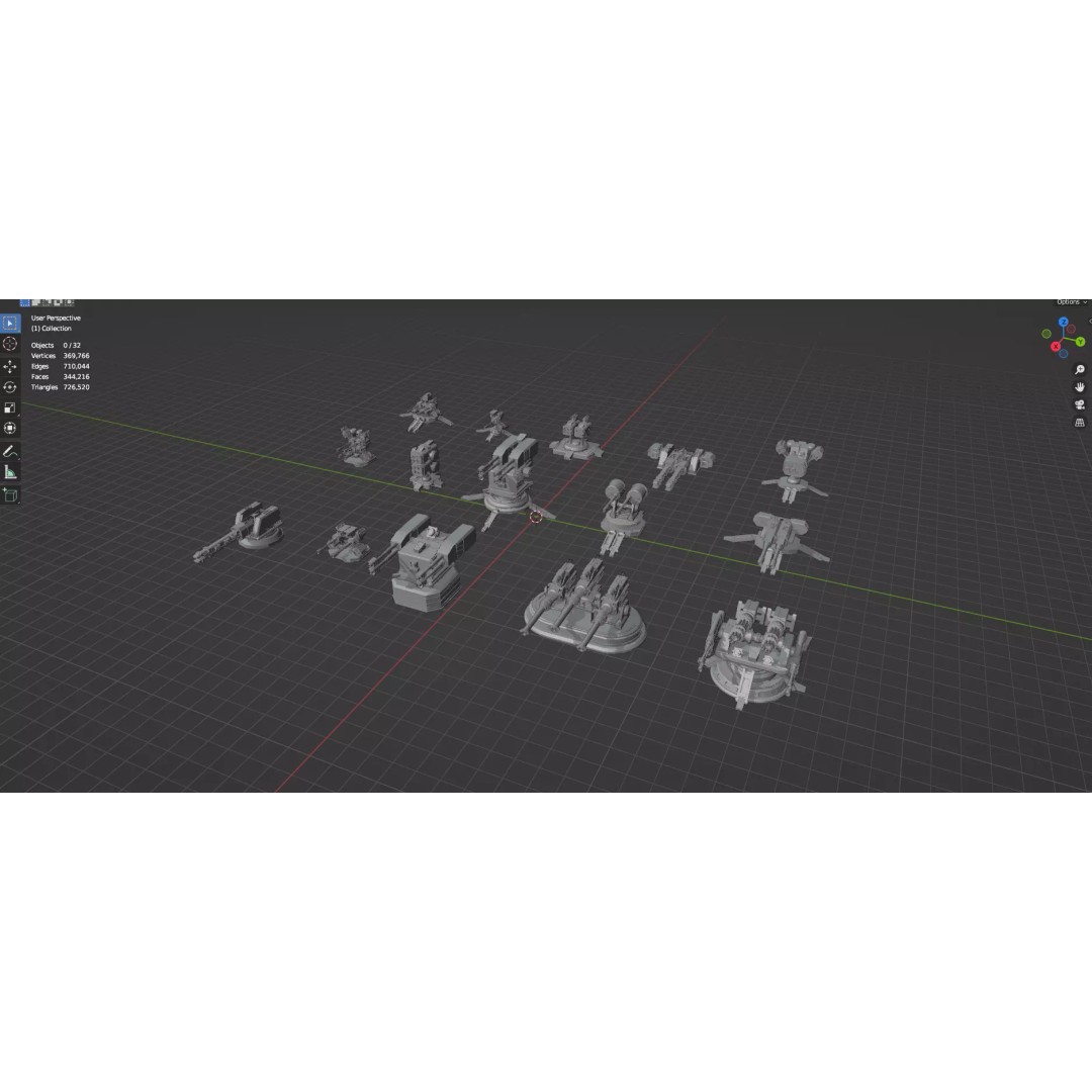 Turret and AA Gun 3D Model – Low Poly Defense Pack, FBX, OBJ - View 80