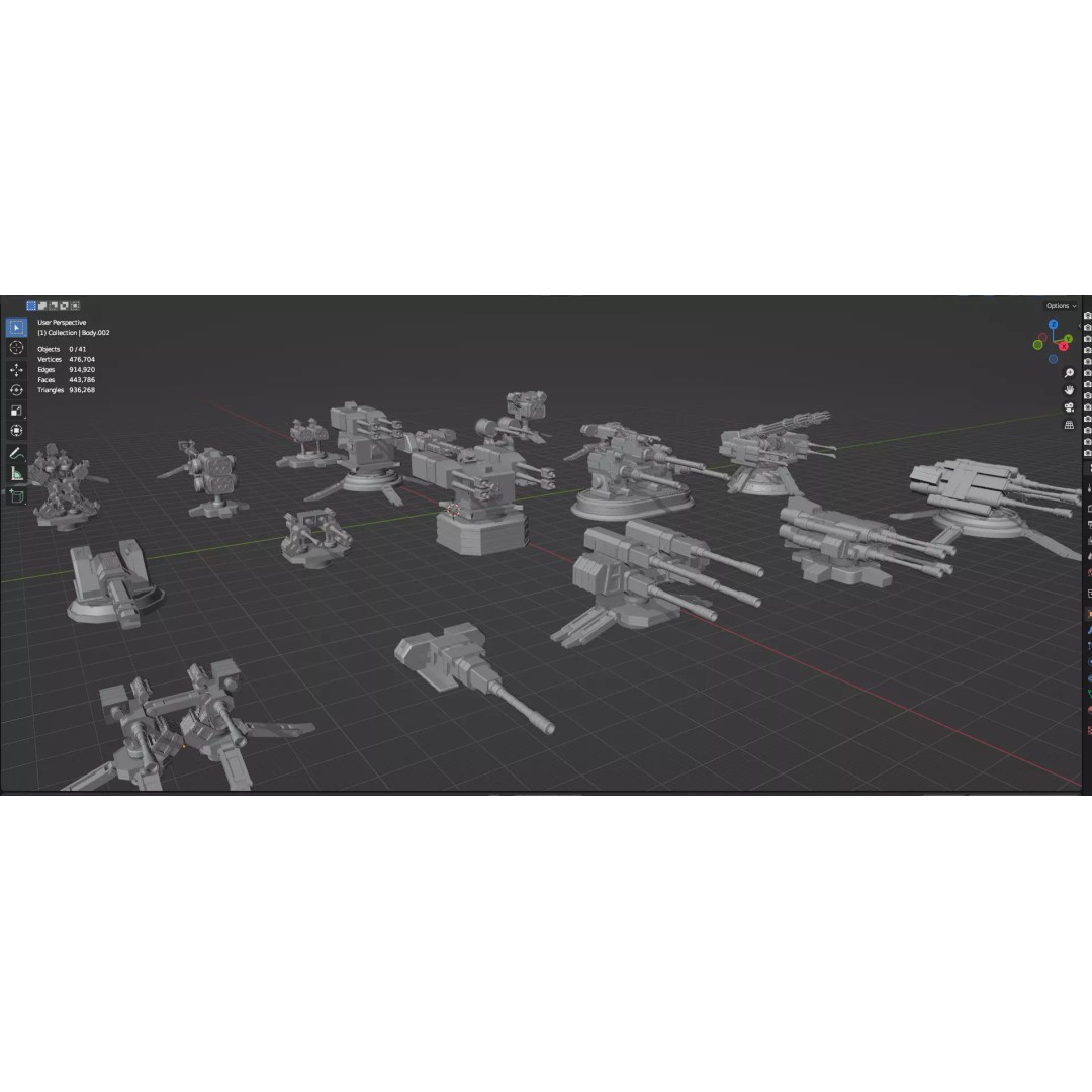 Turret and AA Gun 3D Model – Low Poly Defense Pack, FBX, OBJ - View 81