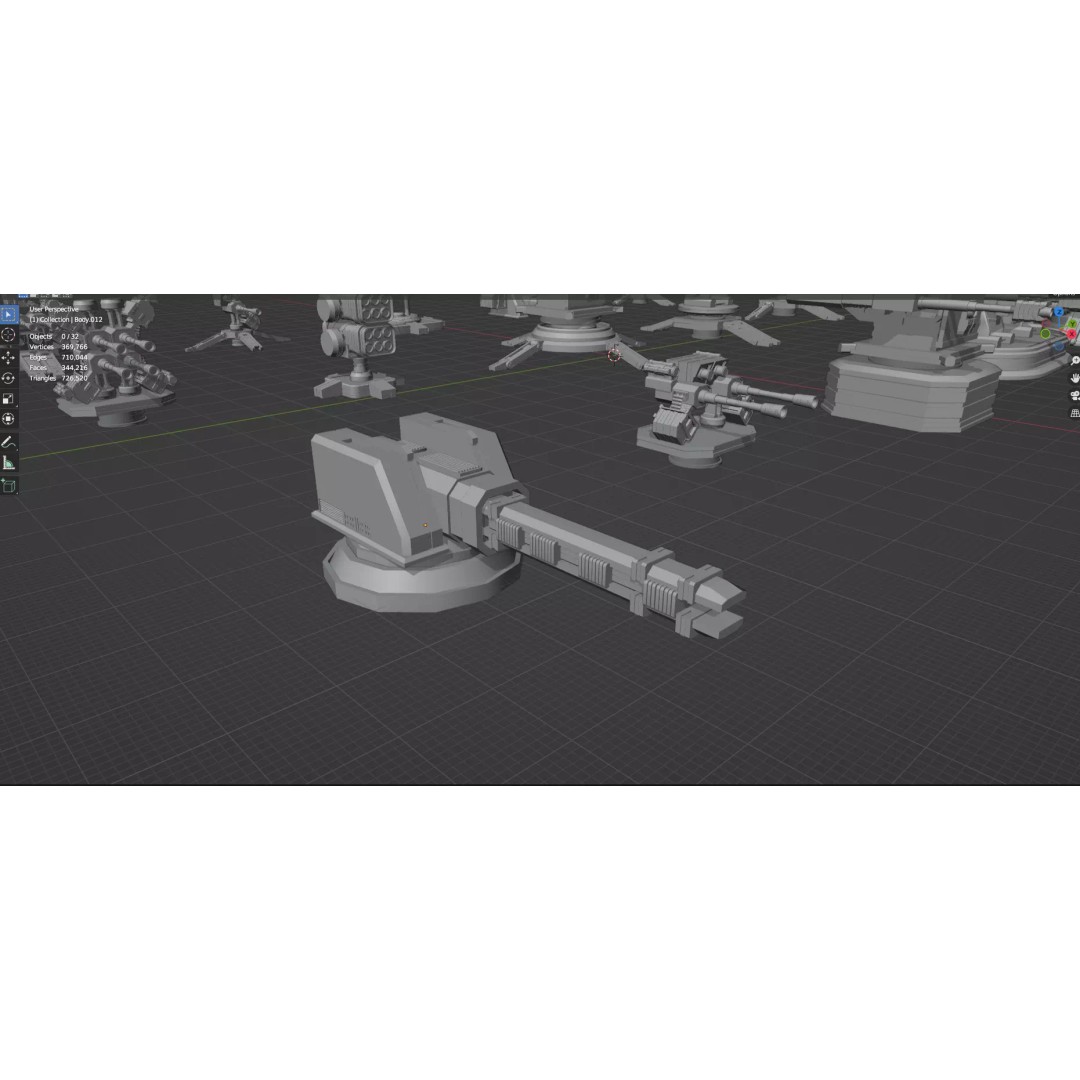 Turret and AA Gun 3D Model – Low Poly Defense Pack, FBX, OBJ - View 82