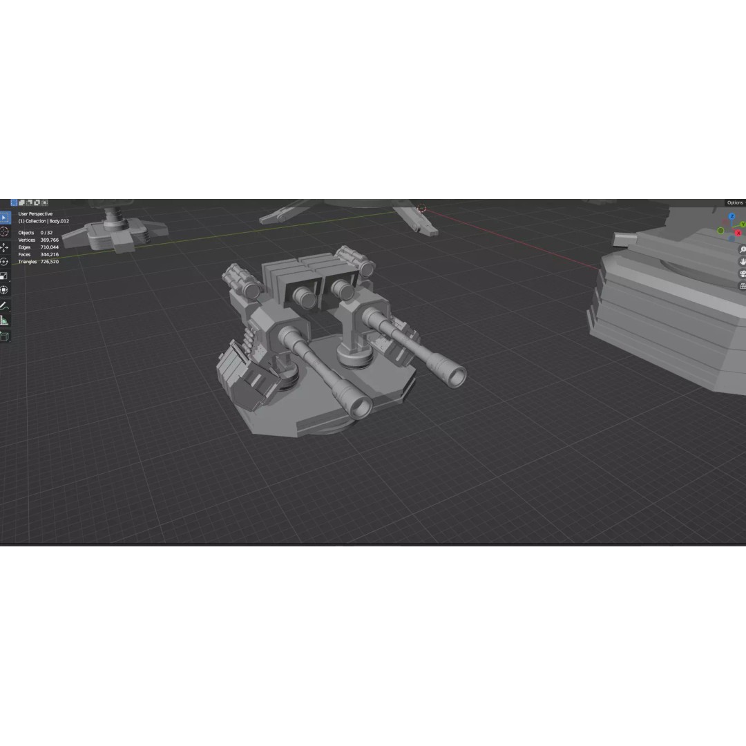 Turret and AA Gun 3D Model – Low Poly Defense Pack, FBX, OBJ - View 83