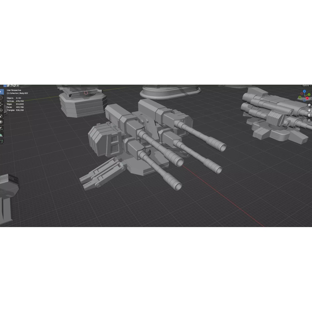 Turret and AA Gun 3D Model – Low Poly Defense Pack, FBX, OBJ - View 86
