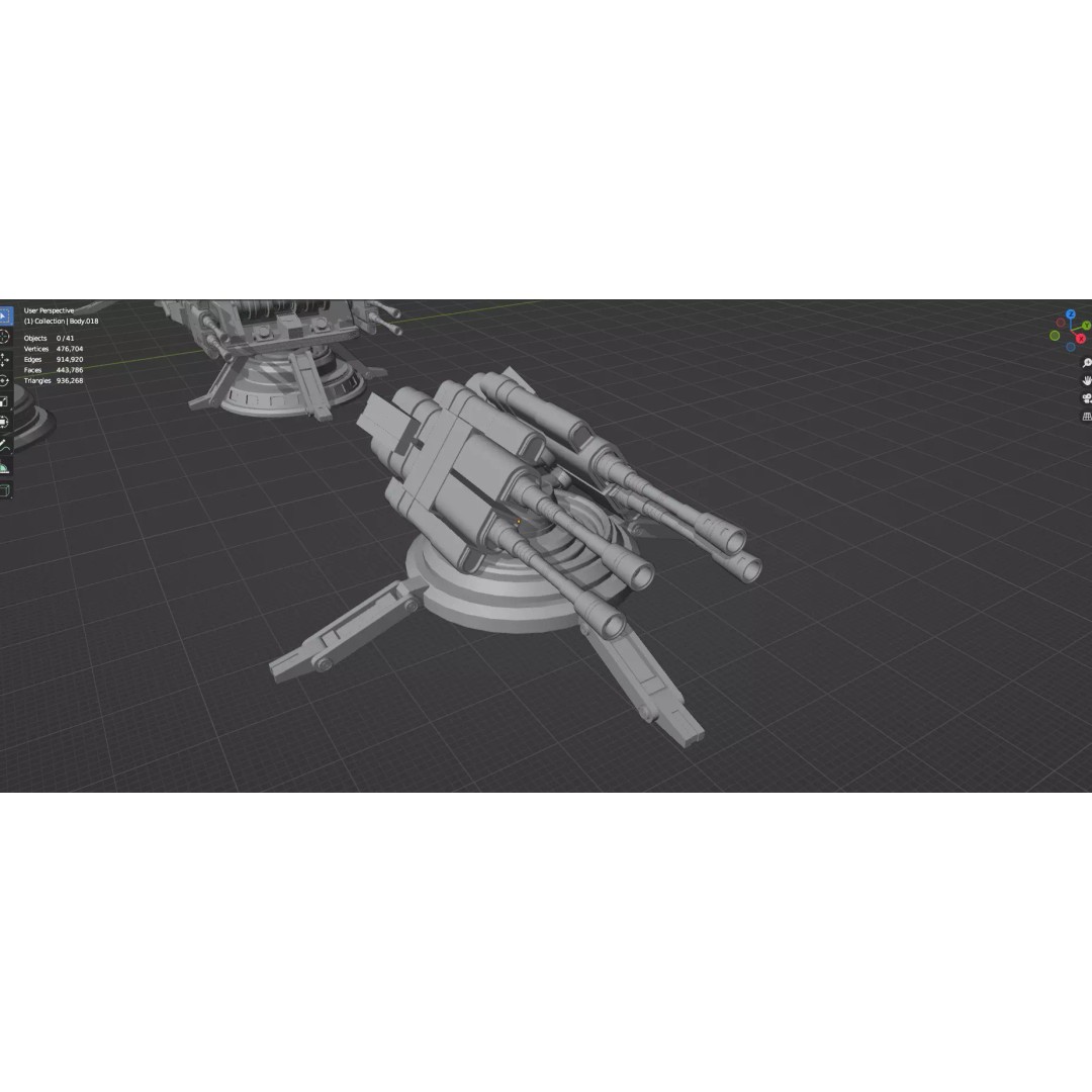 Turret and AA Gun 3D Model – Low Poly Defense Pack, FBX, OBJ - View 88