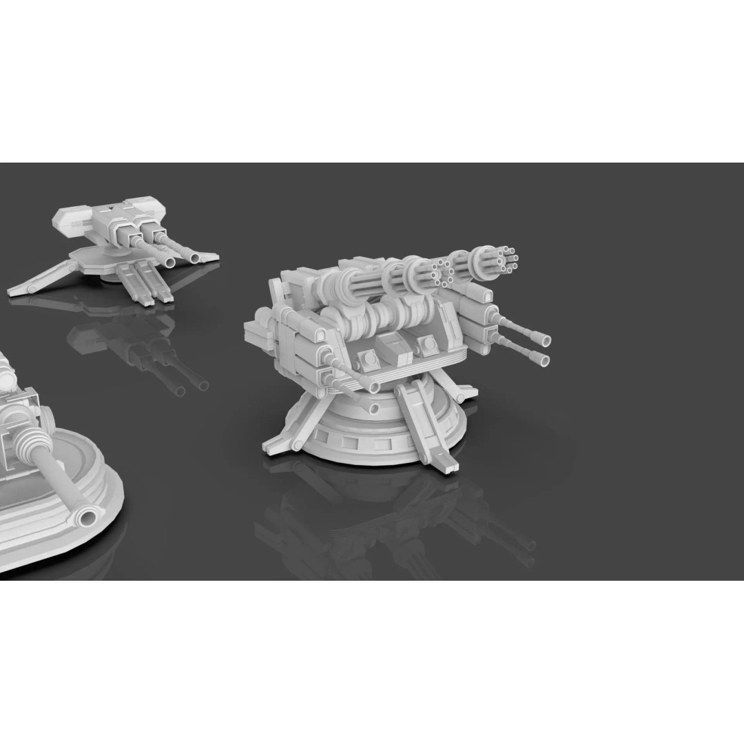 Turret and AA Gun 3D Model – Low Poly Defense Pack, FBX, OBJ - View 9
