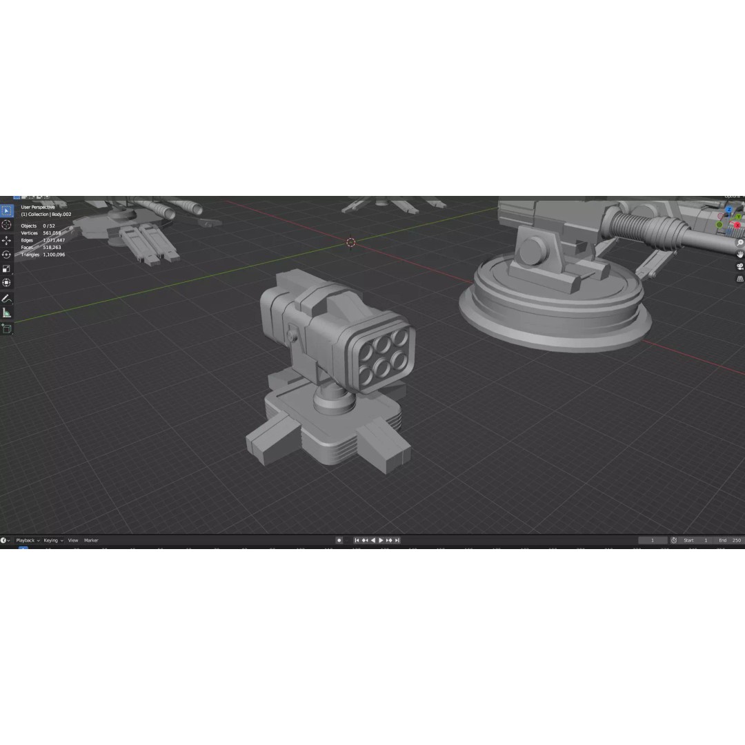 Turret and AA Gun 3D Model – Low Poly Defense Pack, FBX, OBJ - View 90