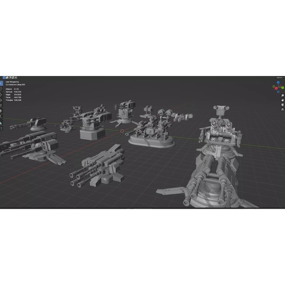 Turret and AA Gun 3D Model – Low Poly Defense Pack, FBX, OBJ - View 92