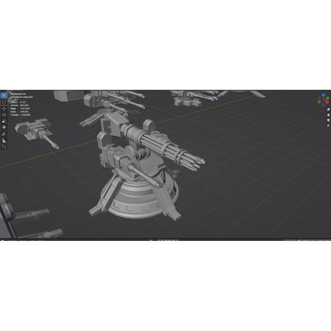 Turret and AA Gun 3D Model – Low Poly Defense Pack, FBX, OBJ - View 94