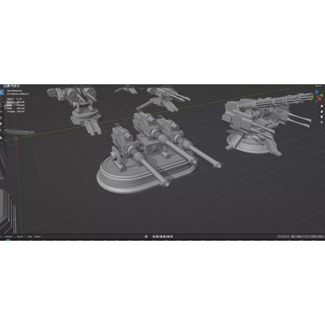 Turret and AA Gun 3D Model – Low Poly Defense Pack, FBX, OBJ - View 95